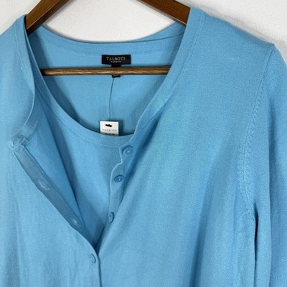 Talbots Blue Twinset Cardigan Sweater Shell Plus Petite 1XP Scoop Neck